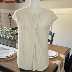 Talbots Beige Swiss Dot Top Blouse Career L EUC